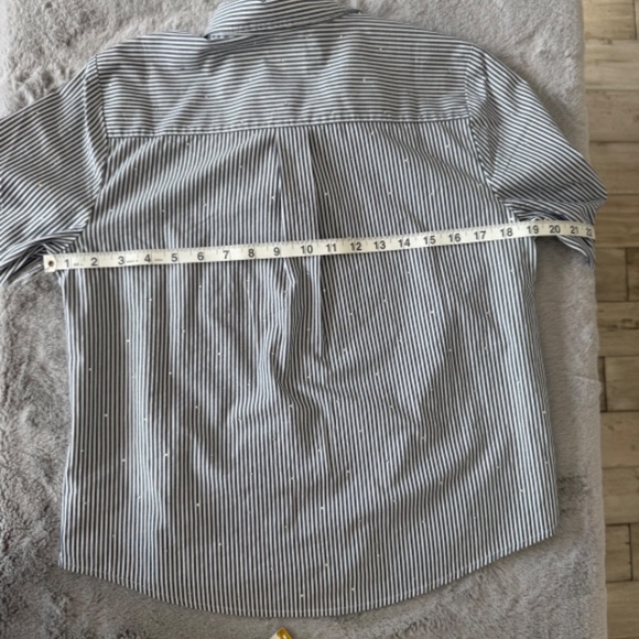 J Crew Women's Striped Button Down w/small rhinestones - Picture 6 of 12